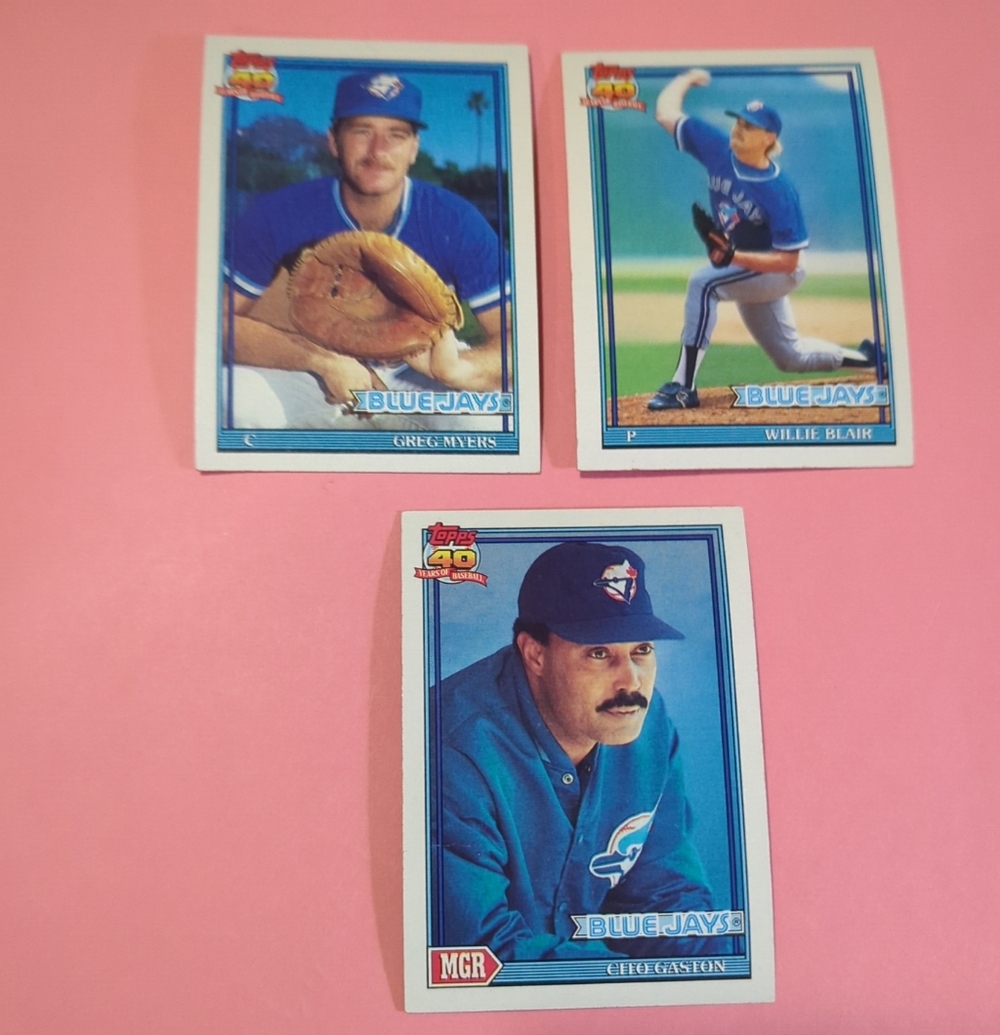 Vintage Topps 40 Baseball 3 Cards 1991 Blue Jays